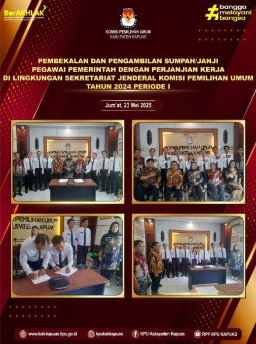 Pembekalan dan Pengambilan Sumpah/Janji Pegawai Pemerintah Dengan Perjanjian Kerja di Lingkungan Sekretariat Jenderal Komisi Pemilihan Umum Tahun 2024 Periode I